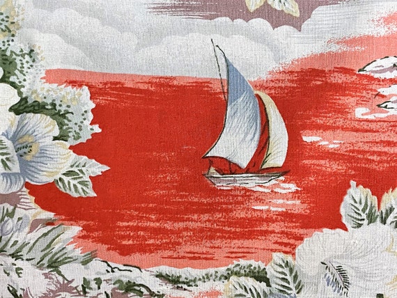 1950's Silkies Hoffman California Hawaiian Barkcloth Era Vintage Fabric SIGNED Yardage 4YDS Avail.