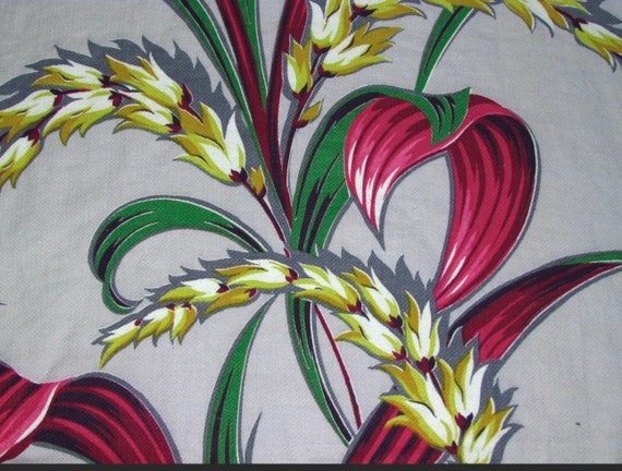 Coconut Grove Island Life 30’s Tropical Vintage Barkcloth Fabric for Upholstery Drapery Home Decor Pillows