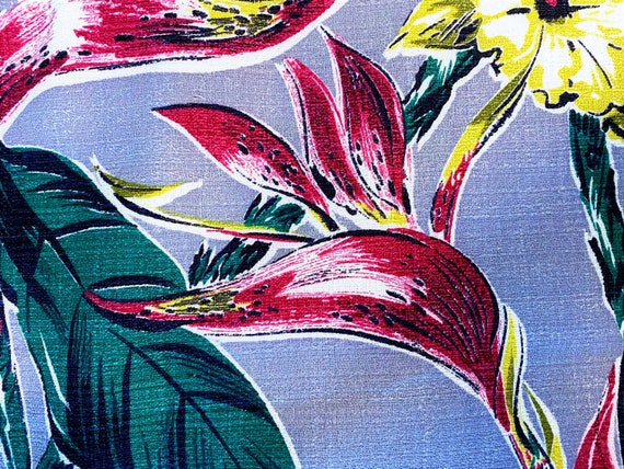 Crazy Bird of Paradise Barkcloth Vintage Fabric Unused Yardage Miami Beach Abstract Twist 11YDS Avail. BTY