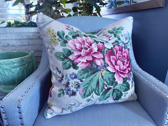Aubergine Dorothy Draper Style Hollywood Regency Barkcloth Vintage Fabric Mid Century PILLOW