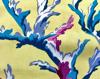 Tessuto vintage in stile sirena di Miami Beach, corallo marino, corteccia, vecchio stock, metraggio 5YDS disponibile