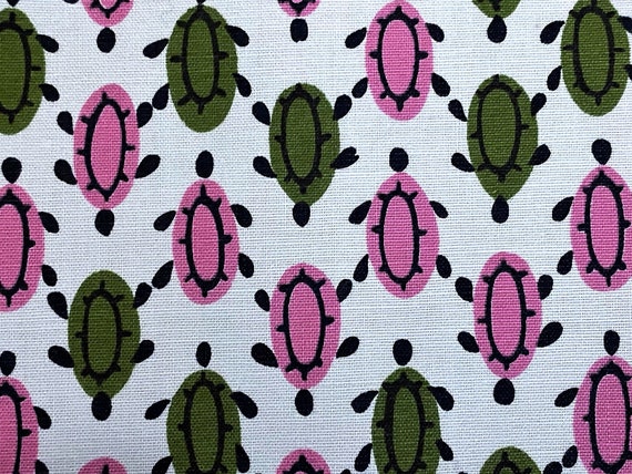 2YDS Tiny Turtles Fuller Miro Fabrics Vintage Yardage Cotton Dress Upholstery 1950's Design