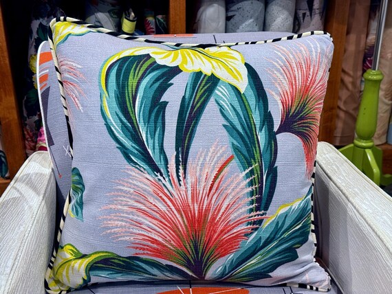 1930's Zomba & Zebra Art Deco MIAMI BEACH Mid Century Barkcloth Fabric PILLOW