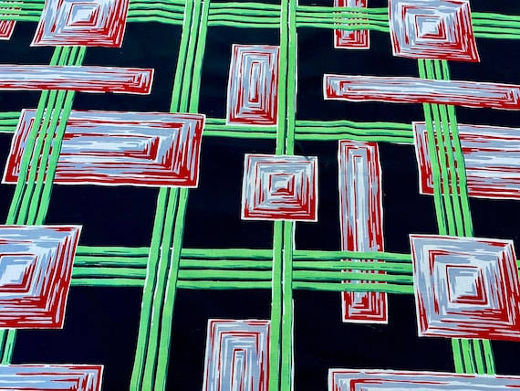 Deco meets Mid Century 40's Geometric 3D Vintage Fabric Atomic Electricity 2YDS Avail.