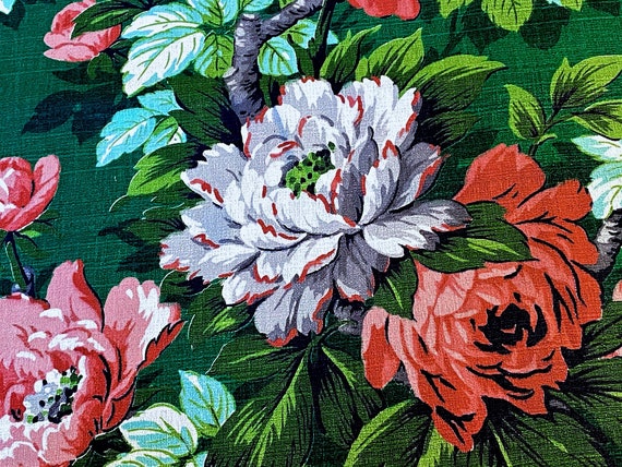 Key West Cottage Tropical Barkcloth Vintage Fabric Yardage 30's 40's Island Floral Style Design Symphony 4YDS Avail.
