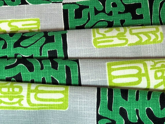 Electric Tribal Tiki Barkcloth Era Vintage Fabric Hawaii Chinoiserie Mid Century Vibe 5YDS Avail.