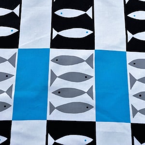 Atomic Fish Fuller Fabrics Skirt Dress Vintage Fabric Yardage Unused Mid Century Picasso
