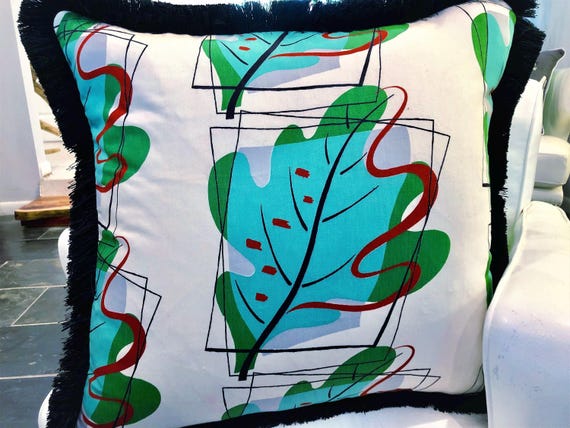Iconic Leafy Biomorphic 50's Atomic Surrealist Art Deco Mid Century Vintage PILLOW