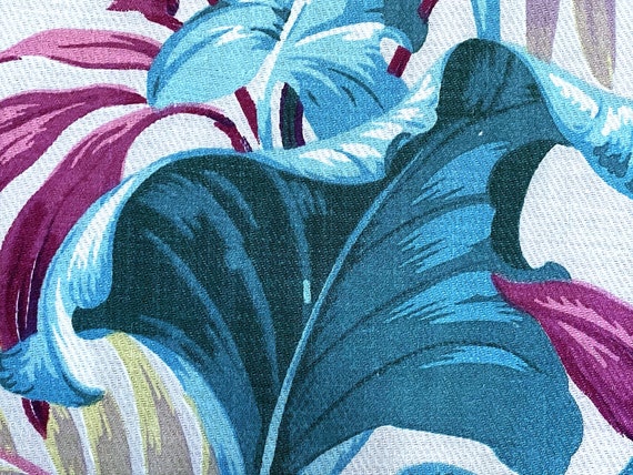 3+YDS Exotic Tropical Banana Leaf Barkcloth Era Vintage Fabric Twill 30's for Upholstery & Home Decor