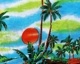 50's Electrified HAWAII Shirt Circle Skirt Vintage Fabric Rayon Cotton Mix Yardage 6YDS Avail.