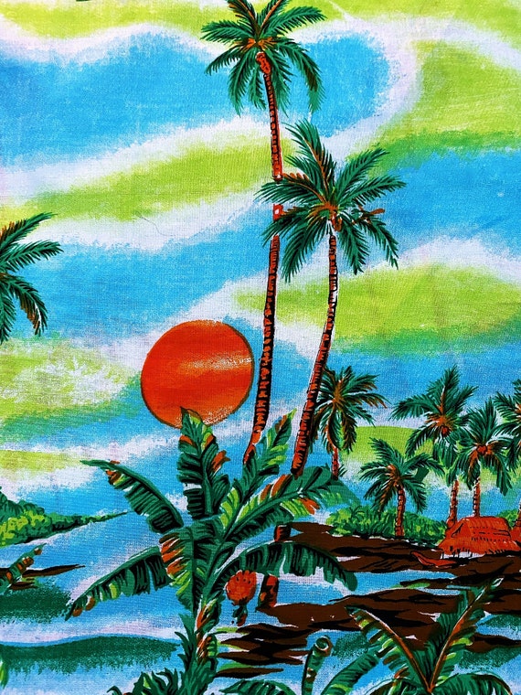 50's Electrified HAWAII Shirt Circle Skirt Vintage Fabric Rayon Cotton Mix Yardage 6YDS Avail.