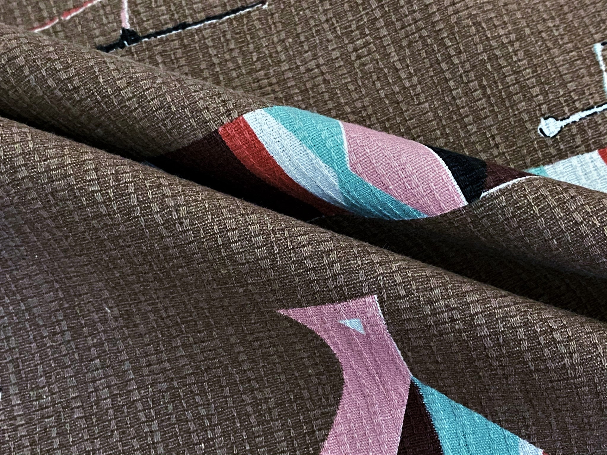 3 yds atomic kinetic miro shapes barkcloth vintage fabric etsy