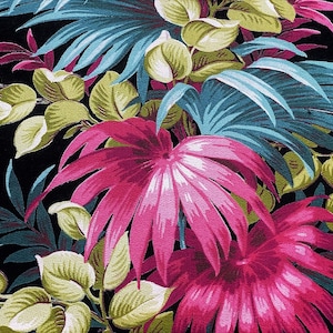 2YDS SCHWARZ 30er Jahre Hawaii Palmen Tropen Baumrindenstoff Vintage Stoff Unbenutzt Meterware Art Deco DAS BESTE!