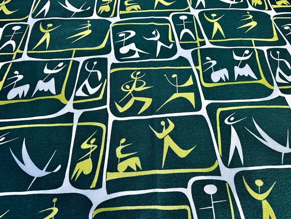1950's Atomic BALLET John Little Abstract Dance Barkcloth Vintage Fabric 10YDS AVAIL.