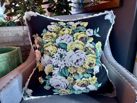 Olive Mae A Unexpected Visit! Hollywood Glam Mid Century Barkcloth Vintage Fabric PILLOW