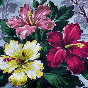 Key West Island HIBISCUS-bastdoek Vintage Fabric on Bolt Jaren &#39;30 Jaren &#39;40 Kussens Bekleding 13YDS Beschikbaar.