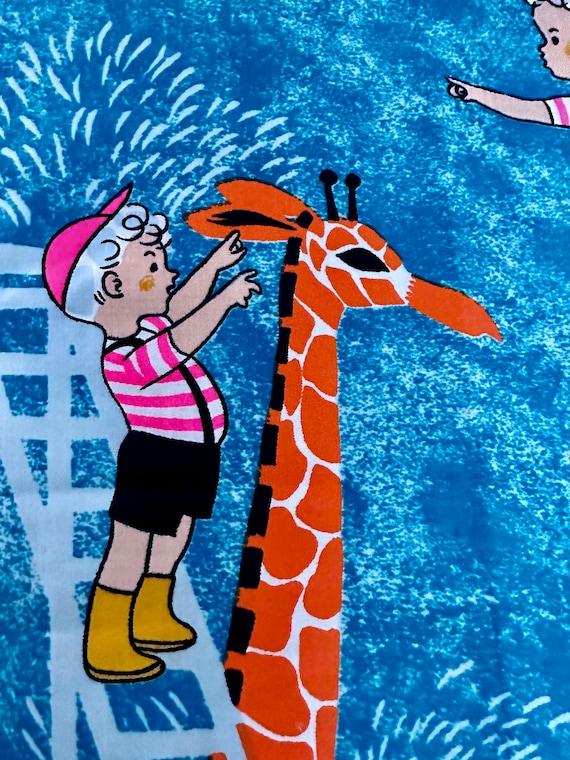 1971 Calling! Will you Answer? A Child's Dream ZOO LIFE Vintage Novelty Fabric 3YDS Avail.