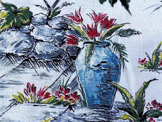 Mid Century Terraces 50's French Inspired Barkcloth Vintage Fabric Unused Yardage 10YDS Avail.