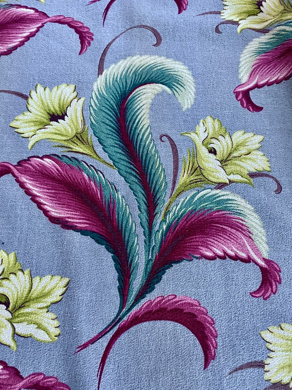 Swank Art Deco Jewel of South Beach Miami Barkcloth Vintage Fabric Drape Curtain 8 Avail.