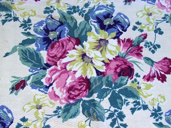 2YDS Pansies Barkcloth Vintage Fabric with Springtime for DIY Upholstery Pillows Hone Decor