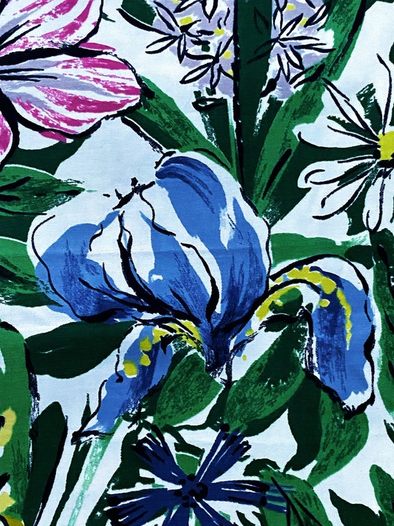 Hollywood Glam 40's Parisian Gardens Vintage Fabric Chintz Cotton Yardage