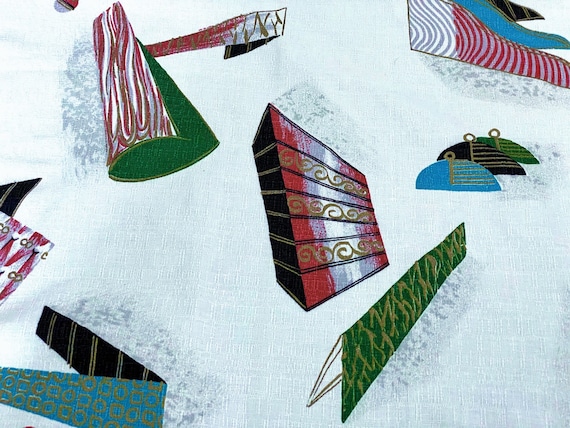 2.5YDS Atomic Navajo-esque Floating Objects Barkcloth Vintage Fabric