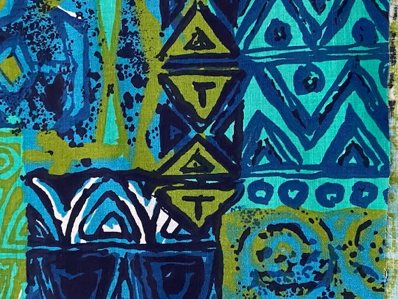 60's California Cotempo TIKI SURFER Vintage Fabric Yardage Drapery 3YDS Avail.