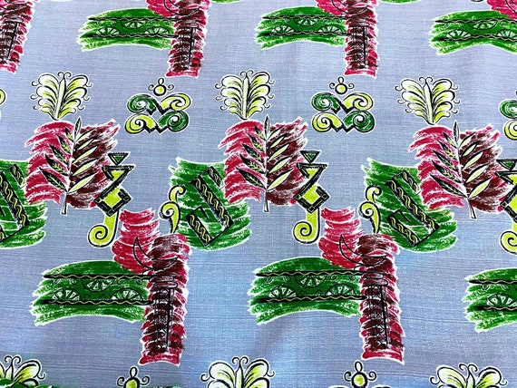 2.7YDS Atomic Biomorphic Candy Colored Barkcloth Vintage Fabric Yardage 1950's Mid Centuryfor Upholstery Home Decor Pillows