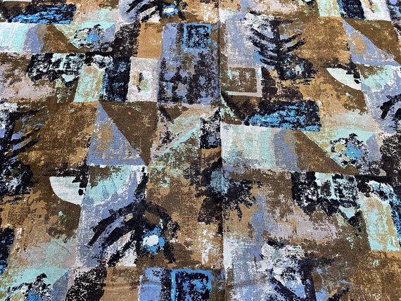 Abstract Brady Bunch 70's Mid Century Modernism Vintage Fabric Linen Yardage