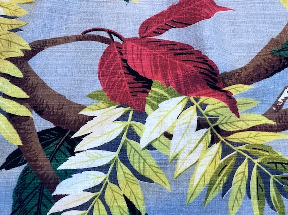 30's Miami Beach The TROPICS Art Deco Barkcloth Vintage Fabric Drape Curtain 4 Avail.