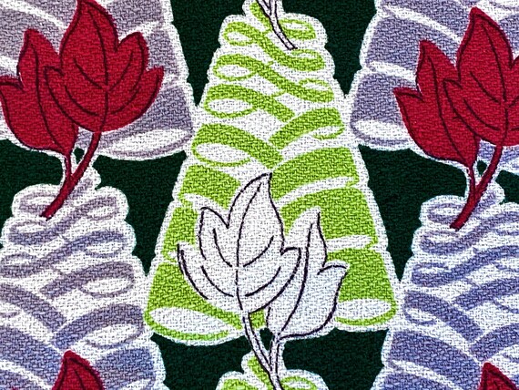 Atomic Spiral Trees Barkcloth Vintage Fabric 1950's Mid Century Yardage 8YDS Avail.