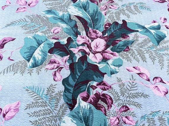Crazy Huge Caladium Miami Beach Style Barkcloth Vintage Fabric Unused Yardage 6YDS Avail. BTY