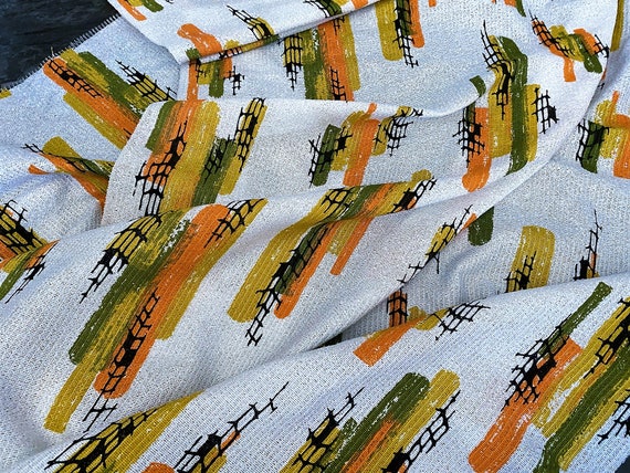 1970's Posh Geometric Panton Style Vintage Fabric Mid Century Fiberglass Yardage 4YDS Avail. BTY