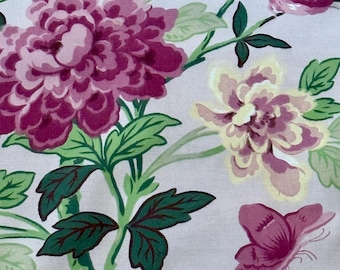 Dorothy Draper Inspired Dahlias Birds & Butterflies on Lavender Vintage Fabric 3YDS Avail.