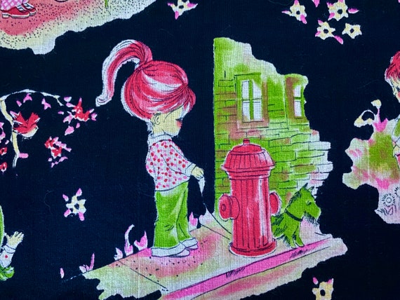 Peggy Keane BIG EYES Fairies Vintage Fabric 60's 70's Yardage