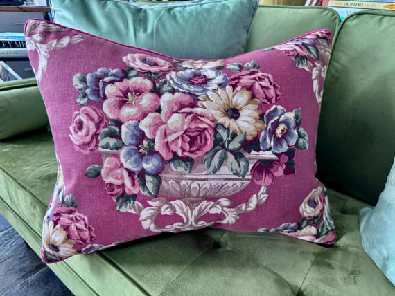 Victoriana PLUSH Purples Neoclassical Hollywood Regency Barkcloth Vintage Fabric PILLOW