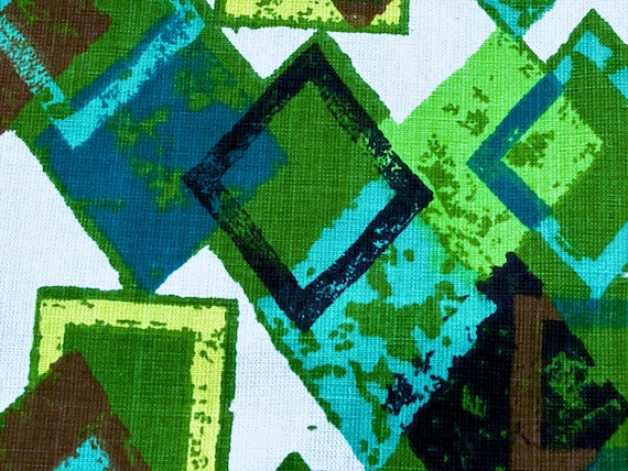 50's Harlequin Diamonds Barkcloth Vintage Fabric Unused Cotton Yardage Design TEMPO for Upholstery Home Decor Pillows 3YDS Avail.