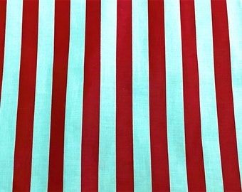 1950's Marvelous Red White Chintz Stripe Vintage Fabric Yardage for Upholstery Christmas Stockings Home Decor 15YDS Avail.