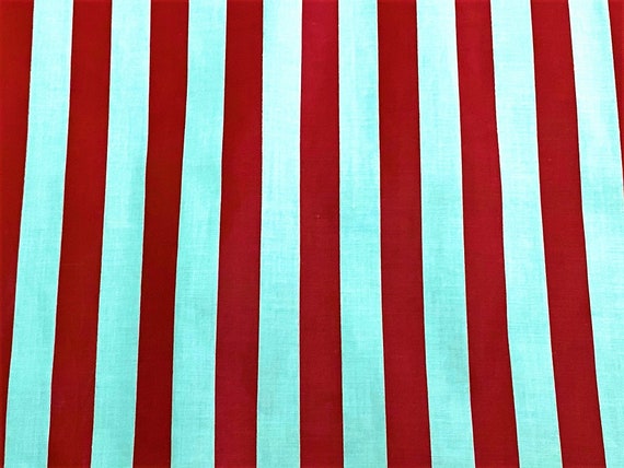 1950's Marvelous Red White Chintz Stripe Vintage Fabric Yardage for Upholstery Christmas Stockings Home Decor 15YDS Avail.