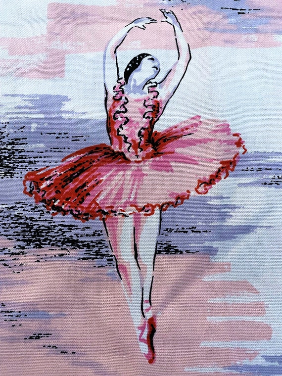 1950's Waverly Ballerina Vintage Fabric Dance Mid Century Unused Salesman Sample