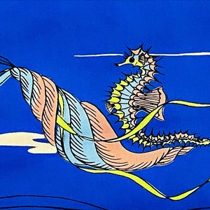 50&#39;s Signed Emilio Pucci Under the Sea Vintage Fabric Designer Extraordinary RARE Seahorse Fish Yardage 7YDS Avail.