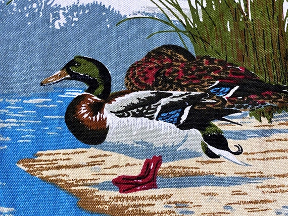 70's Audubon Duck Marshland Lake House Vintage Fabric Unused Yardage 6YDS Avail.