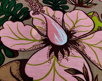 3YDS- Hand Print Bali Barkcloth Era Vintage Fabric Unused