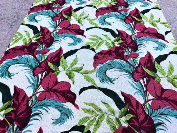 Ocean Drive Caladiums Barkcloth Vintage Fabric 1930's Yardage HOT Miami Beach Hotel Style 8YDS Avail.