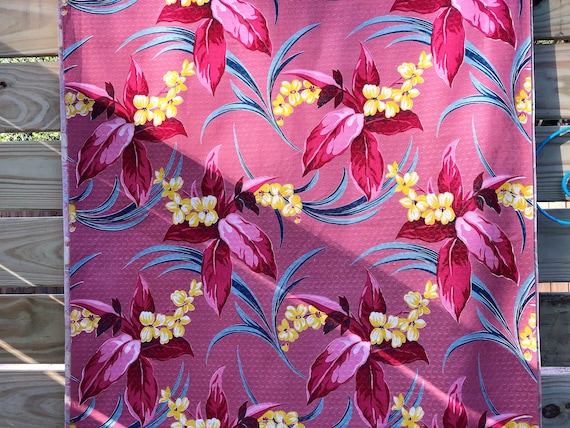 South Beach Tropics Barkcloth Vintage Fabric 1930's Yardage HOT Miami Beach Hotel Style 17YDS Avail.