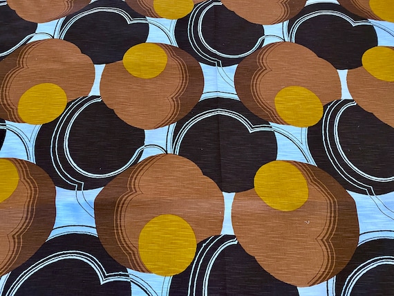 Groovy Earth Tones 1970's Op Art Mid Century Mod Vintage Fabric Upholstery Home Decor