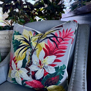 Rainforest Leafy Art Deco Miami Beach Mid Century Barkcloth Vintage Fabric Reversible PILLOW