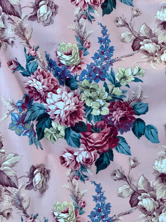 Swank Shabby Chic PINK ROSES Vintage Fabric Yardage PINK Upholstery 8YDS Avail.