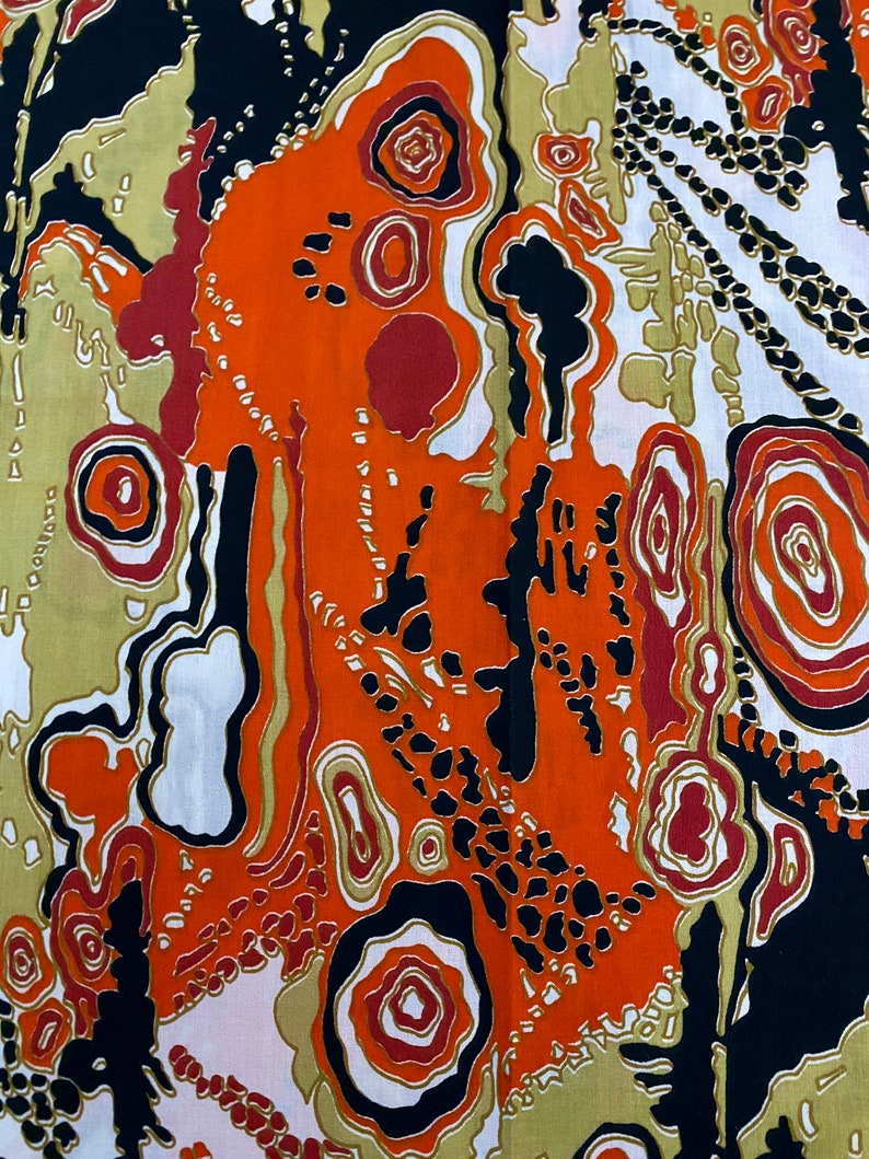 1971 Pucci-esque Tangerine Quartz Abstract Vintage Fabric shops Yardage 3YDS Avail.