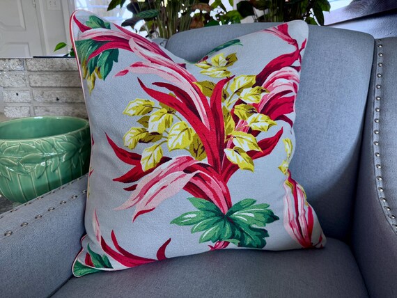 Jungle Swag! Art Deco Miami Beach 1940's Mid Century Barkcloth Fabric PILLOW